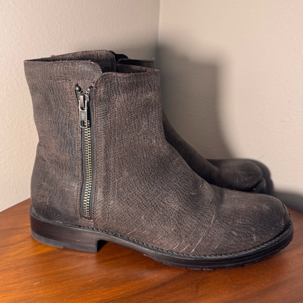 Frye Natalie Double Zip Booties in Charcoal Size 8.5